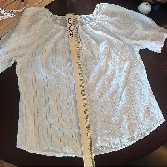 Land' n Sea Women Eyelet Split Tie Neck Blouse White 100% Cotton Women Size L - Picture 7 of 11